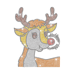 Cute Reindeer Iron on Rhinestone Transfer Decal