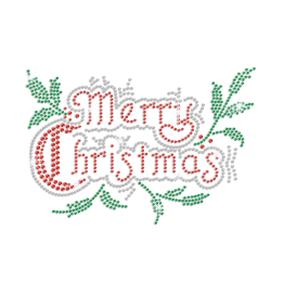 Bling Merry Christmas Iron on Rhinestone Transfer Decal