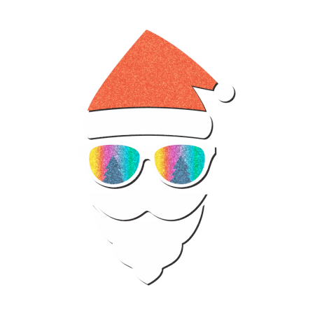 Bling Santa Claus Glitter Transfer Design with Rainbow Sunglasses