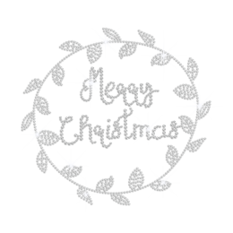 Sparkling Merry Christmas Rhinestone Motif with Wreath