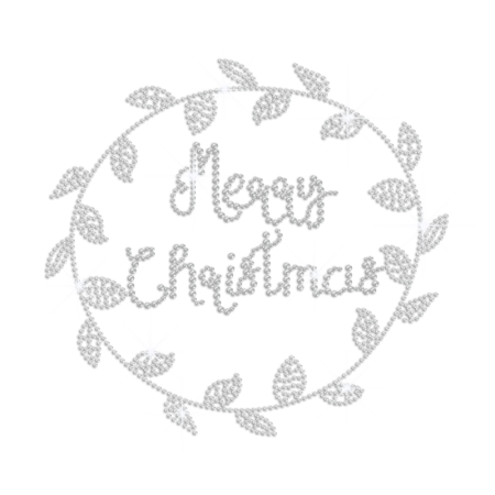 Sparkling Merry Christmas Rhinestone Motif with Wreath