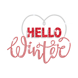 Bling Glitter Hello Winter Rhinestone Transfer Decal