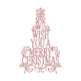 Sparkling We Wish You Merry Christmas Iron-on Rhinestone Design