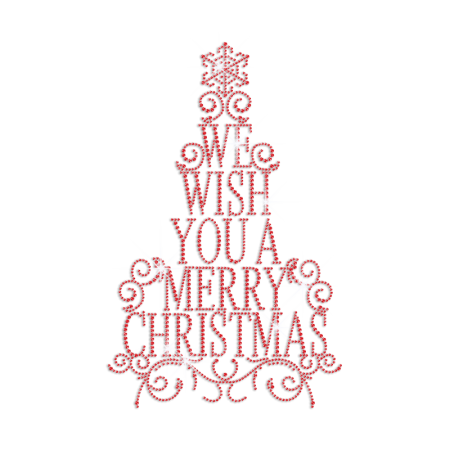 Sparkling We Wish You Merry Christmas Iron-on Rhinestone Design