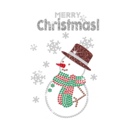 Custom Bling Snowman Rhinestone Transfer with Glitter Decorations