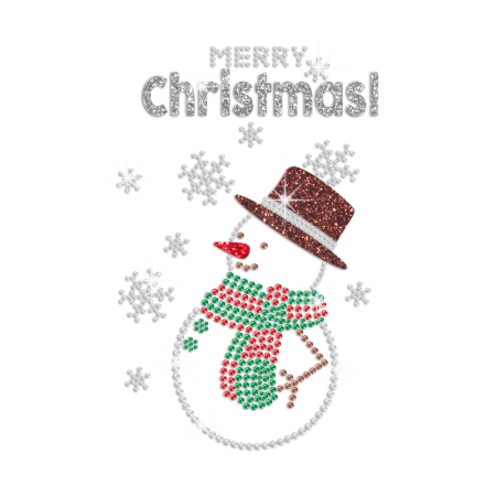 Custom Bling Snowman Rhinestone Transfer with Glitter Decorations