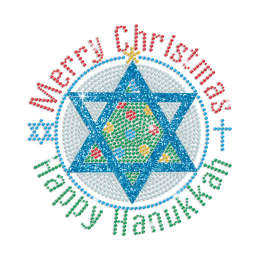 Wholesale Glitter Christmas and Hanukkah Hexagram Rhinestone Transfer