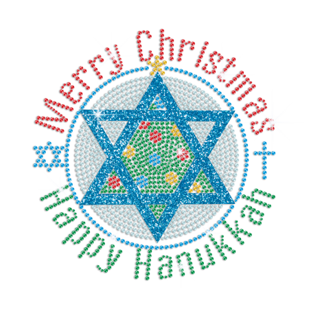 Wholesale Glitter Christmas and Hanukkah Hexagram Rhinestone Transfer