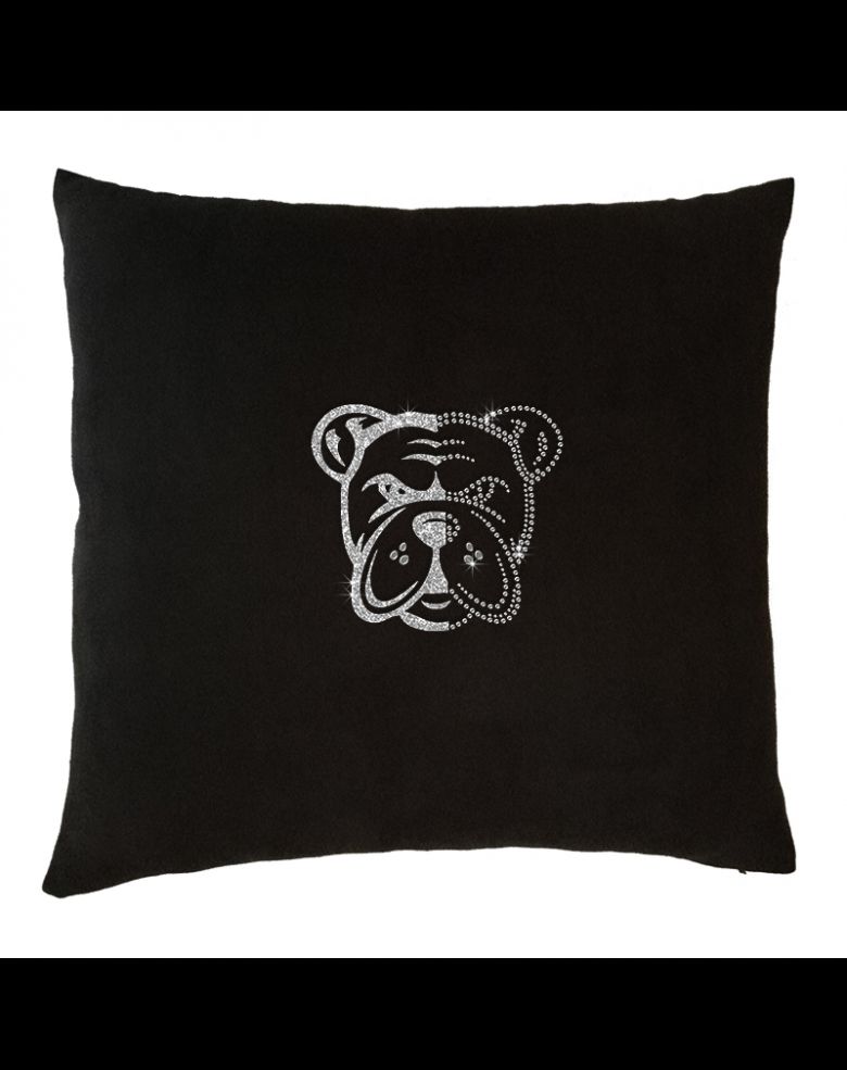 Rhinestone And Glitter Bulldog Decorative Throw Pillow for Sofa