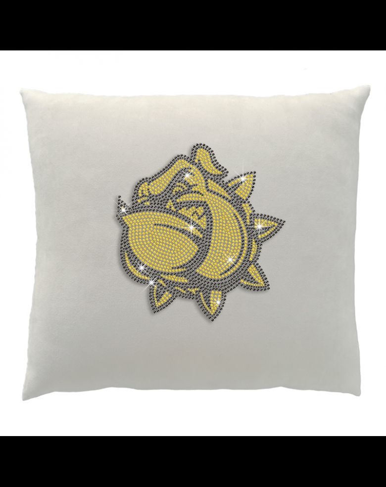 Gold Bulldog Rhinestone Throw Pillow for Couch Bed Or Sofa