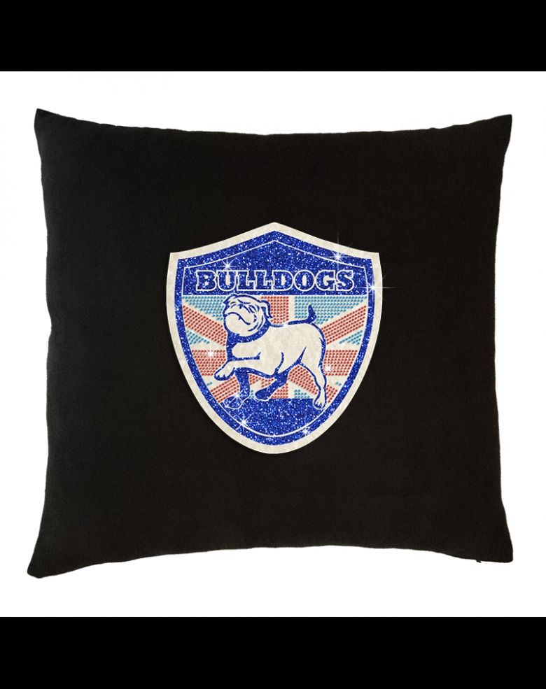 18'' x 18'' Glittering Bulldog Rhinestone Decorative Couch Cushion