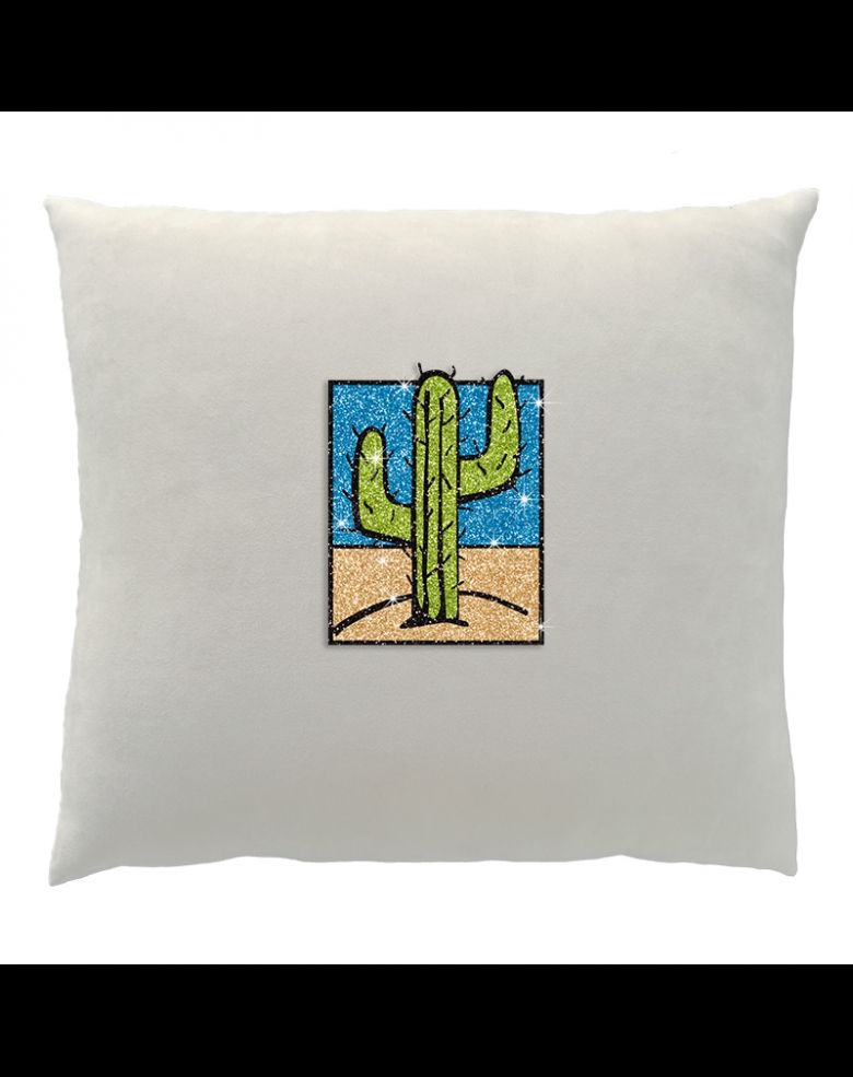 Glittering Cactus in Desert Rhinestone Throw Pillow for Sofa And Bed
