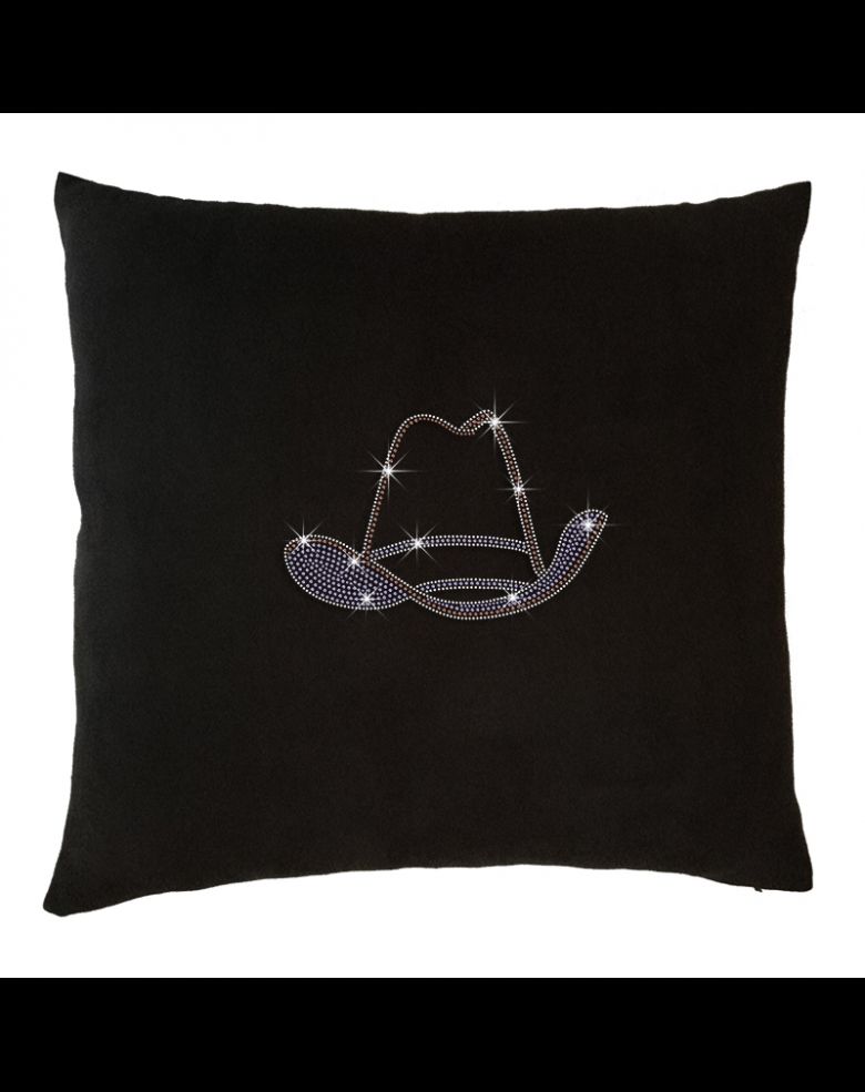 Bling Cowboy Hat Design Rhinestone Decorative Throw Cushion