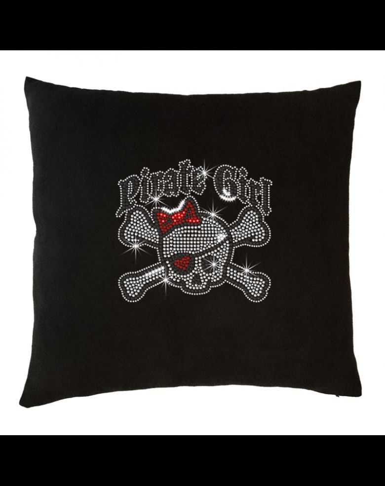Cute Skull Pirate Girl Rhinestone Living Room Sofa Throw Pillow
