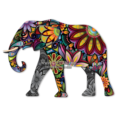 Colored Drawing Elephant Printable Vinyl Heat Transfer - CSTOWN