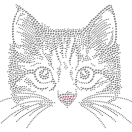 Metal Rhinestud Pink Nose Wild Cat Transfer For Clothes