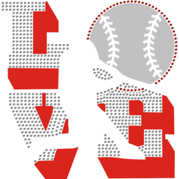 I Love Baseball Flock with Rhinestone Bling Transfer