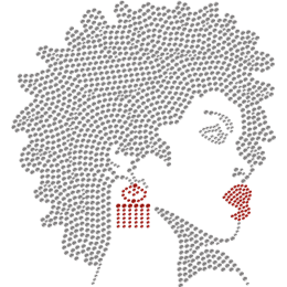 Afro Girl With Sexy Red Lips Rhinestone Transfer