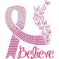 Believe You Pink Ribbon Metal Rhinestud Transfer