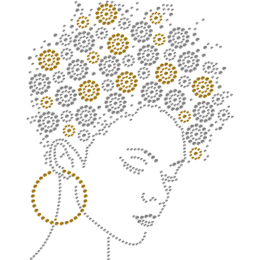 Rhinestone Afro Girl Heat Transfer For Clothes