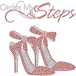 Order My Steps Red High Heeled Shoes Rhinestone Transfer