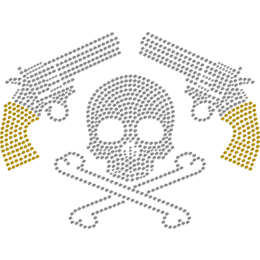 Skull And Guns Metal Rhinestud Transfer