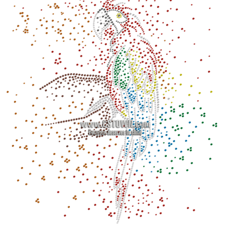 Scarlet Macaw Parrot Crystal Rhinestone Transfer