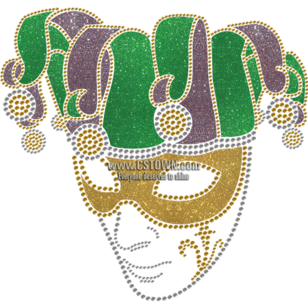 Happy Mardi Gras Mask Bling Transfer For Clothes