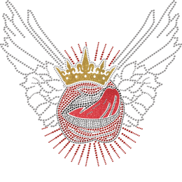 Punk Style Big Mouth With Wings Rhinestone Transfer