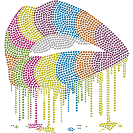 Rainbow Lips Neon Rhinestud Transfer For Shirts