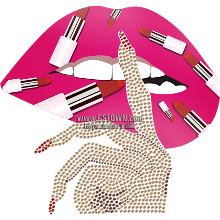 Shh Fashion Lady Lips Printable Glitter Transfer