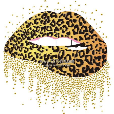 Leopard Printed Lips Heat Transfer