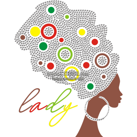 Afro Lady In Rhinestone Heat Press Transfer