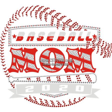 Baseball Mom 2020 Red Fashion Rhinestone Transfer