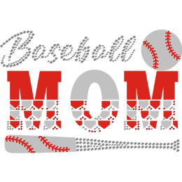 Baseball Mom Flock Rhinestone Transfer