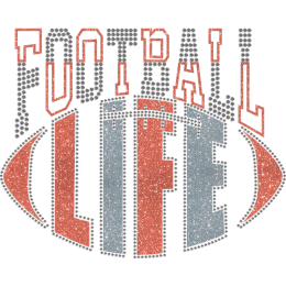 Football Life Glitter Heat Transfer For Jerseys