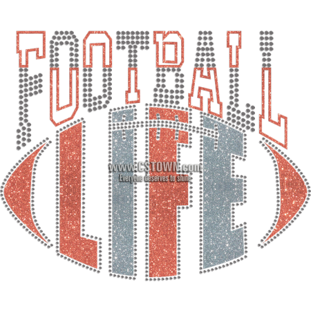 Football Life Glitter Heat Transfer For Jerseys