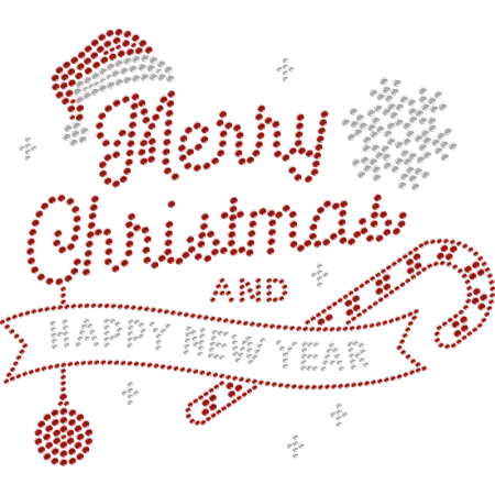 Merry Christmas Rhinestone & Happy New Year Heat Transfer