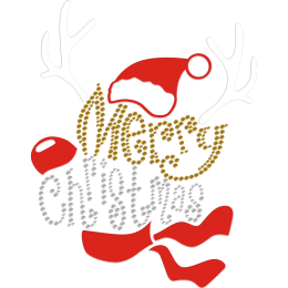 Creative Merry Christmas Printable PU and Rhinestone Iron-on Transfer