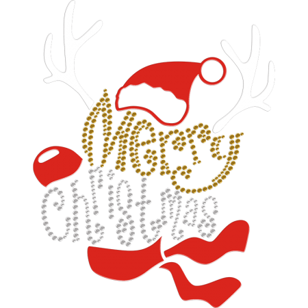 Creative Merry Christmas Printable PU and Rhinestone Iron-on Transfer