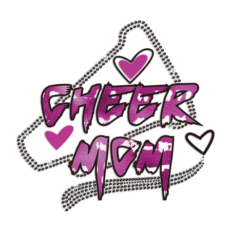 Custom Pink Cheer Mom Rhinestone & Printable Heat Trasnfer