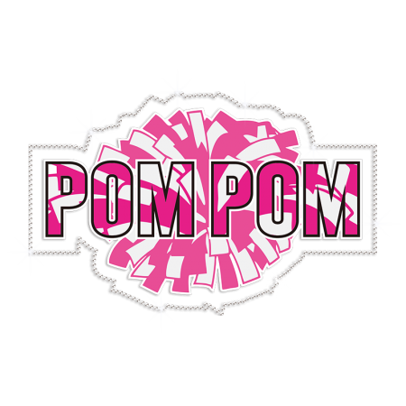 Cheer Pom Pom Rhinestone & Printable PU Iron on Transfer