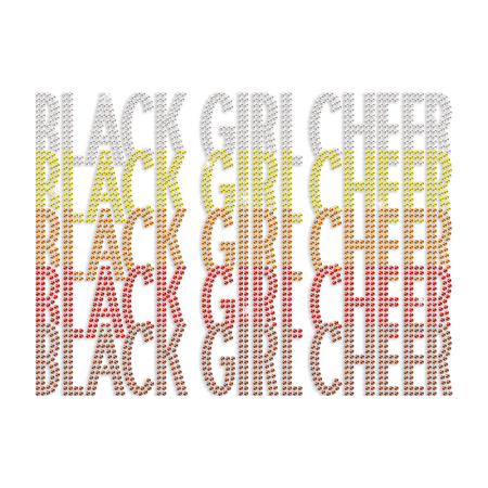 Black Girl Cheer Rhinestone Heat Trasnfer