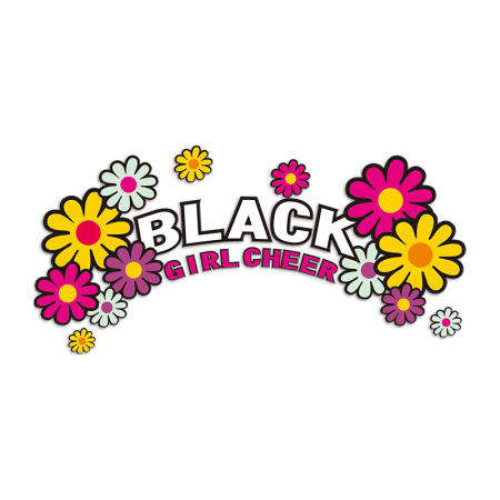 Custom Design Black Girl Cheer with Flower Heat Trasnfer