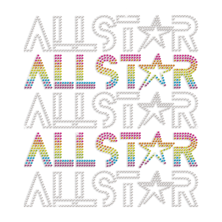 2024 Sparkling Cheer with Star Rhinestone Iron on Transfer