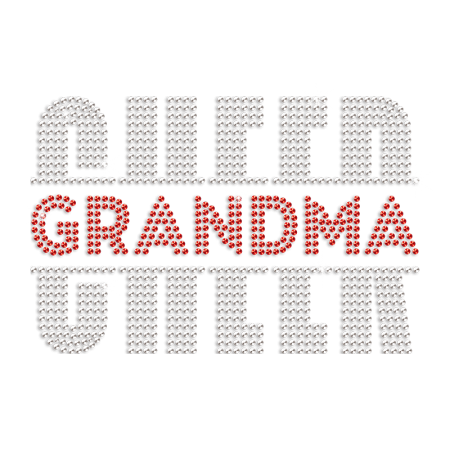 Bling Red Cheer Grandma Iron-on Rhinestone Transfer