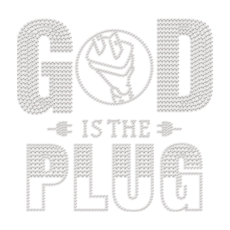 God Is The Plug Letter Rhinestone Heat Transfer