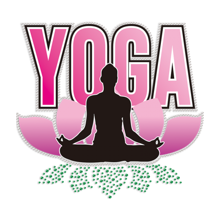 Woman in Lotus Yoga Rhinestone & Printable PU Heat Transfer