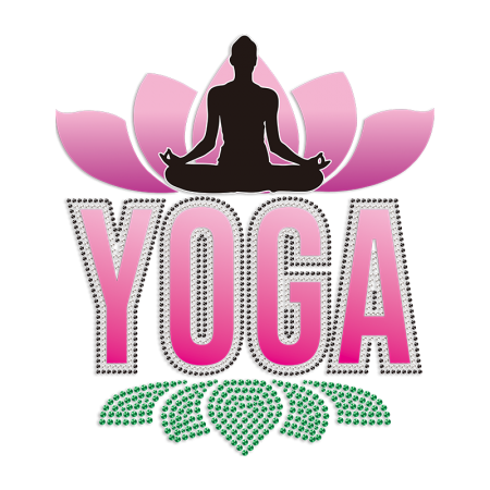 Woman in Lotus Yoga Rhinestone & Printable PU Heat Transfer