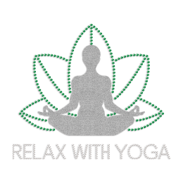 Woman Relax with Yoga Rhinestone & Glitter Heat Transfer